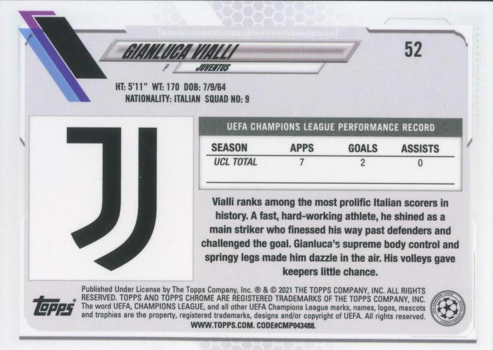 2020 Topps Chrome UCC Gianluca Vialli #52 Juventus