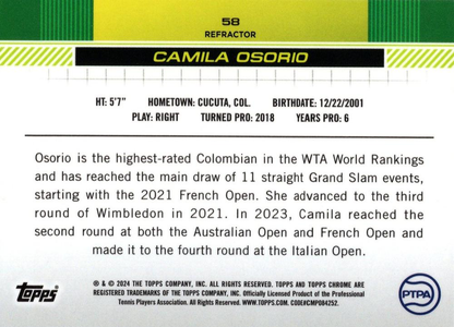 2024 Topps Chrome Tennis Refractor Camila Osorio RC #58