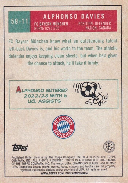 2022 Topps UCC 1959 Alphonso Davies #59-11 FC Bayern Munchen