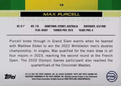 2024 Topps Chrome Tennis Max Purcell #13