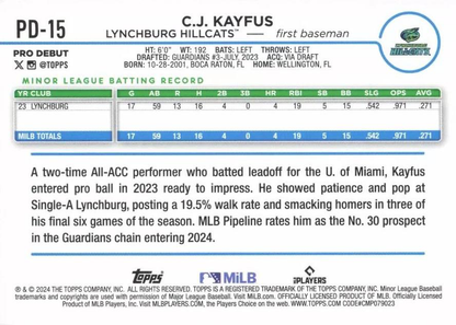 2024 Topps Pro Debut C.J. Kayfus #PD-15 Lynchburg Hillcats
