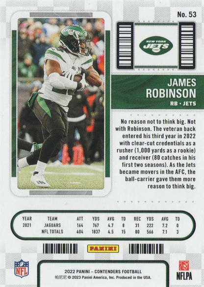 2022 Panini Contenders James Robinson New York Jets #53