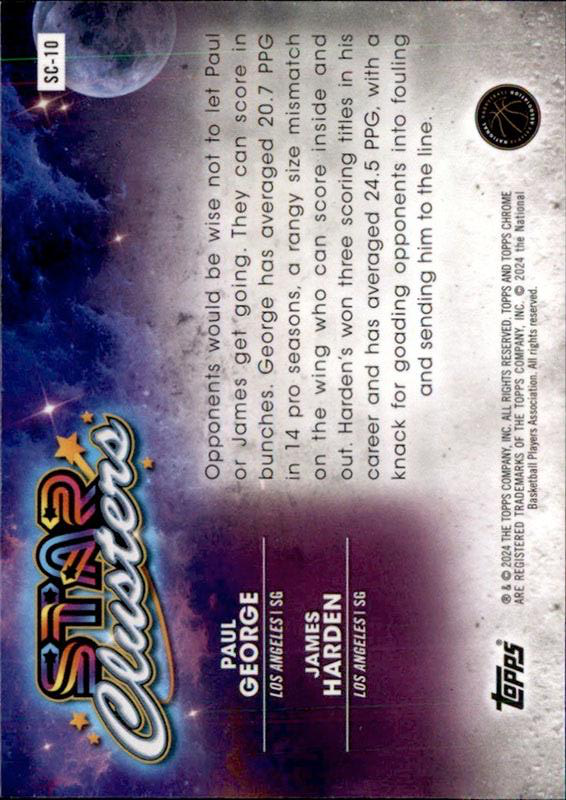 2023 Topps Chrome Cosmic Star Clusters Paul George / James Harden #SC-10 Los Angeles Clippers