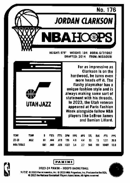 2023 Panini Hoops Jordan Clarkson #176 Utah Jazz