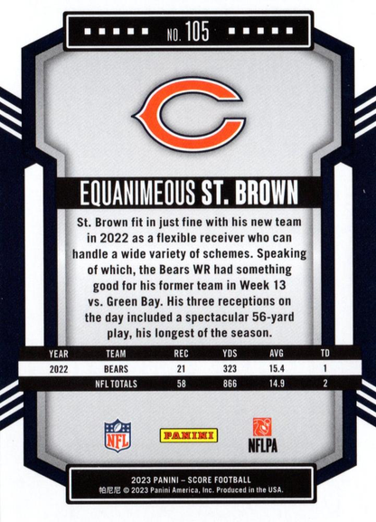 2023 Panini Score Football Equanimeous St. Brown Chicago Bears #105