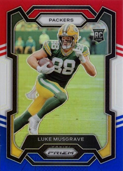 2023 Panini Prizm Red White and Blue Luke Musgrave RC Green Bay Packers #337