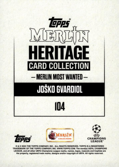 2023 Topps Merlin Heritage UCC Joško Gvardiol MMW #104 Manchester City
