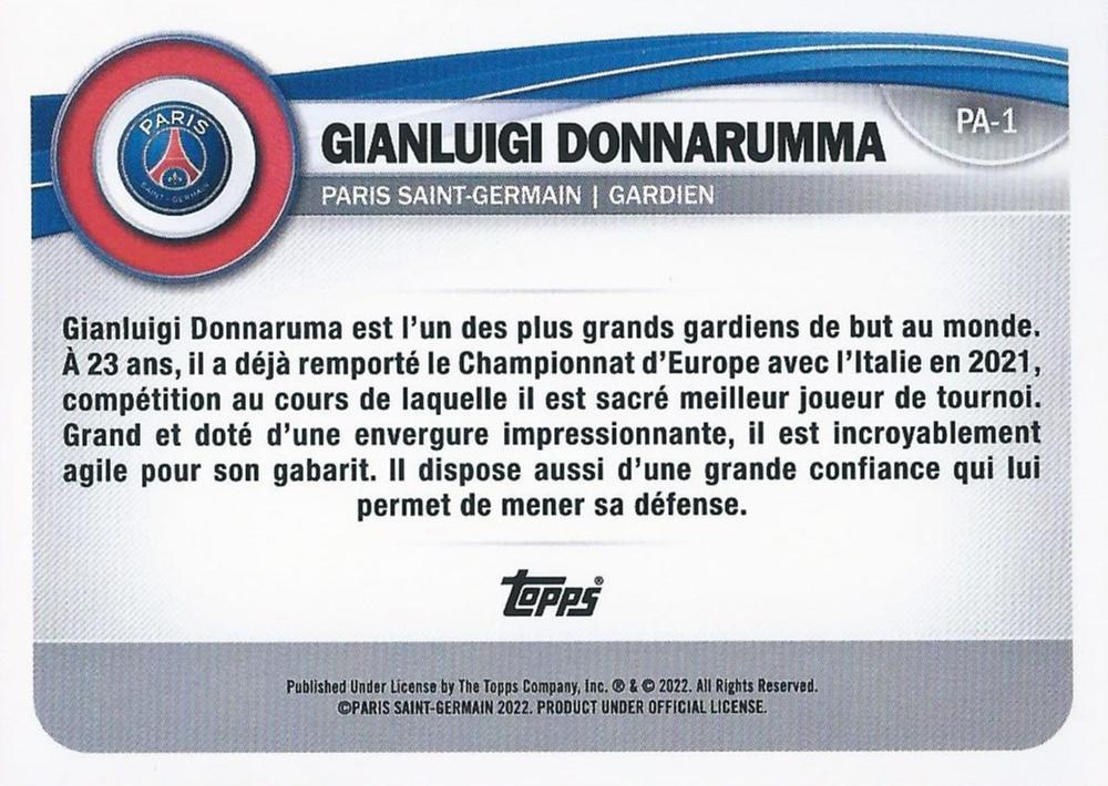 2022 Topps PSG Fan Set Gianluigi Donnarumma #PA-1 Paris Saint-Germain