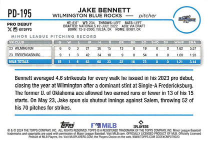 2024 Topps Pro Debut Jake Bennett #PD-195 Wilmington Blue Rocks