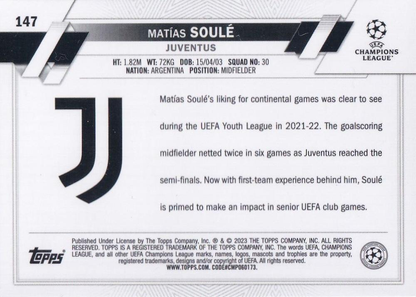 2022 Topps Chrome UCC Matías Soulé RC #147 Juventus