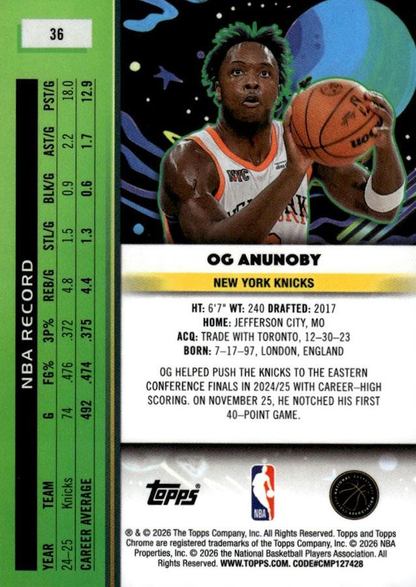 2025 Topps Chrome Cosmic OG Anunoby #36 New York Knicks