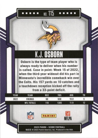 2023 Panini Score Football K.J. Osborn Minnesota Vikings #115