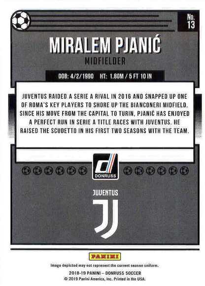 2018 Panini Donruss Miralem Pjanic #13 Juventus