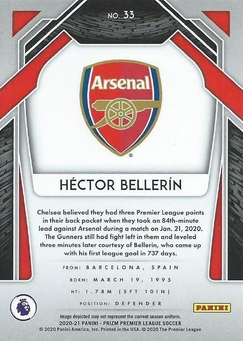 2020 Panini Prizm Premier League Hector Bellerin #33 Arsenal FC