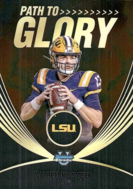 2025 Topps Bowman U Chrome Path to Glory Garrett Nussmeier #PG-2 LSU Tigers