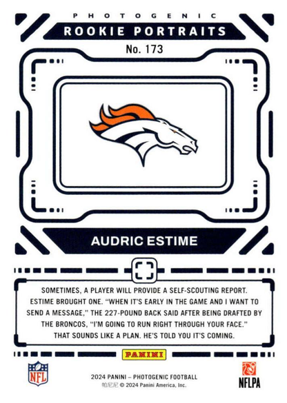 2024 Panini Photogenic Portrait RC Audric Estime #173 Denver Broncos