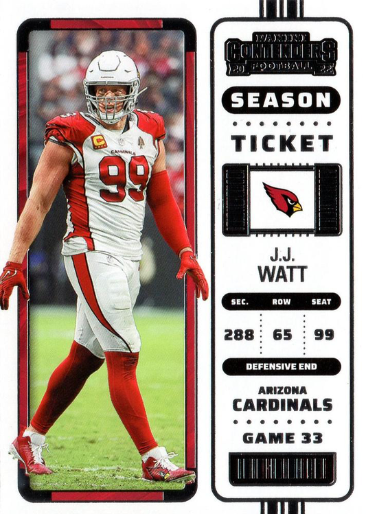 2022 Panini Contenders J.J. Watt #4 Arizona Cardinals