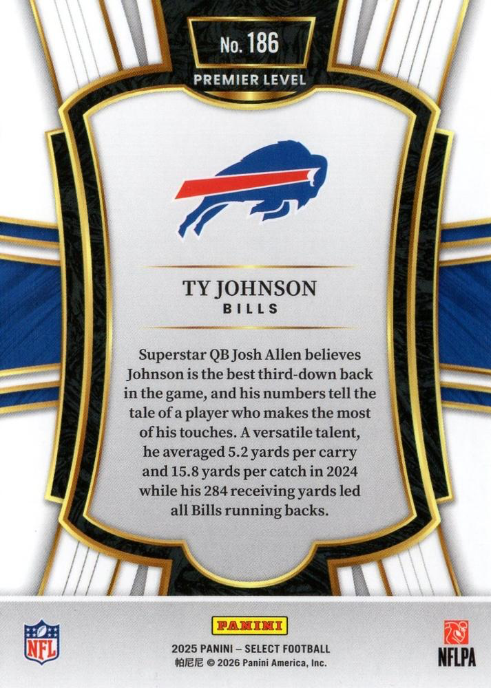 2025 Panini Select Ty Johnson #186 Buffalo Bills