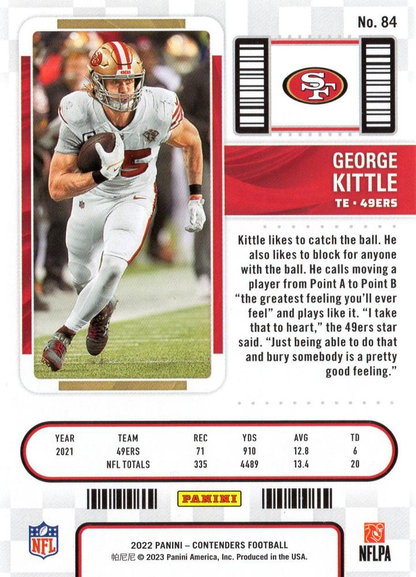 2022 Panini Contenders George Kittle #84 San Francisco 49ers