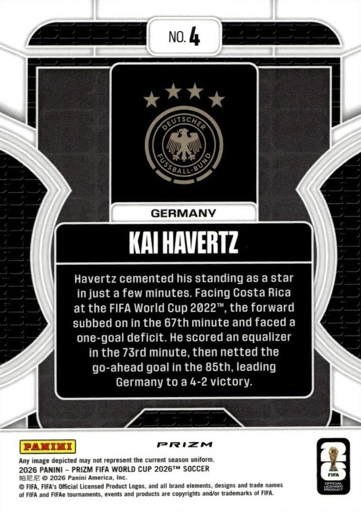 2026 Panini Prizm FIFA World Cup Phenomenon Kai Havertz #4 Allemagne