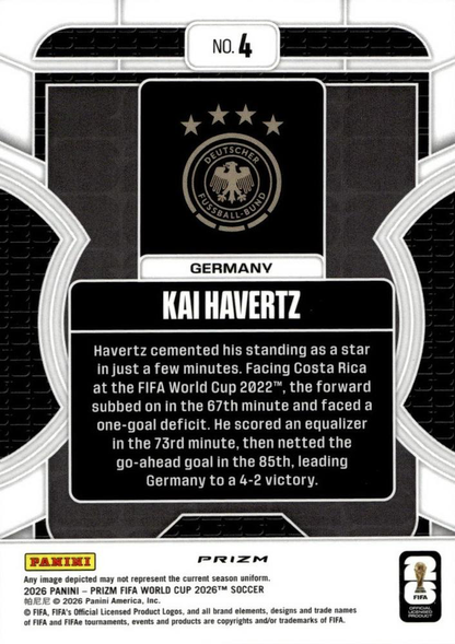 2026 Panini Prizm FIFA World Cup Phenomenon Kai Havertz #4 Allemagne