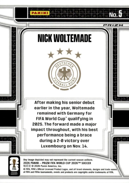 2026 Panini Prizm World Cup Silver Scorers Club Nick Woltemade #5 Allemagne