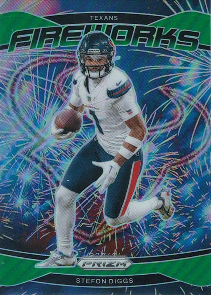 2024 Panini Prizm Fireworks Green Prizm Stefon Diggs #9 Houston Texans