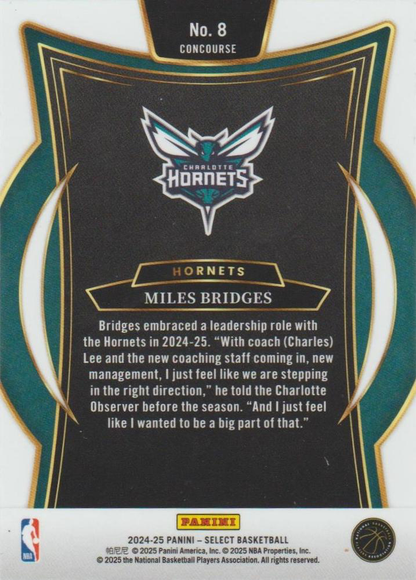 2024 Panini Select Miles Bridges Blue #8 Charlotte Hornets