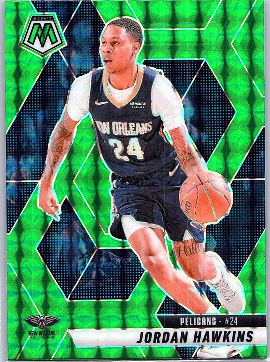 2024 Panini Mosaic Green Mosaic Jordan Hawkins #26 New Orleans Pelicans