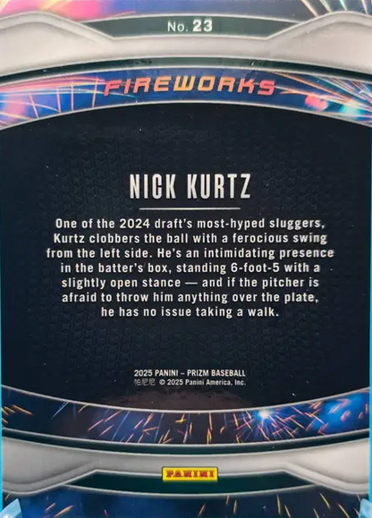 2025 Panini Prizm Fireworks Nick Kurtz #23 Oakland Athletics