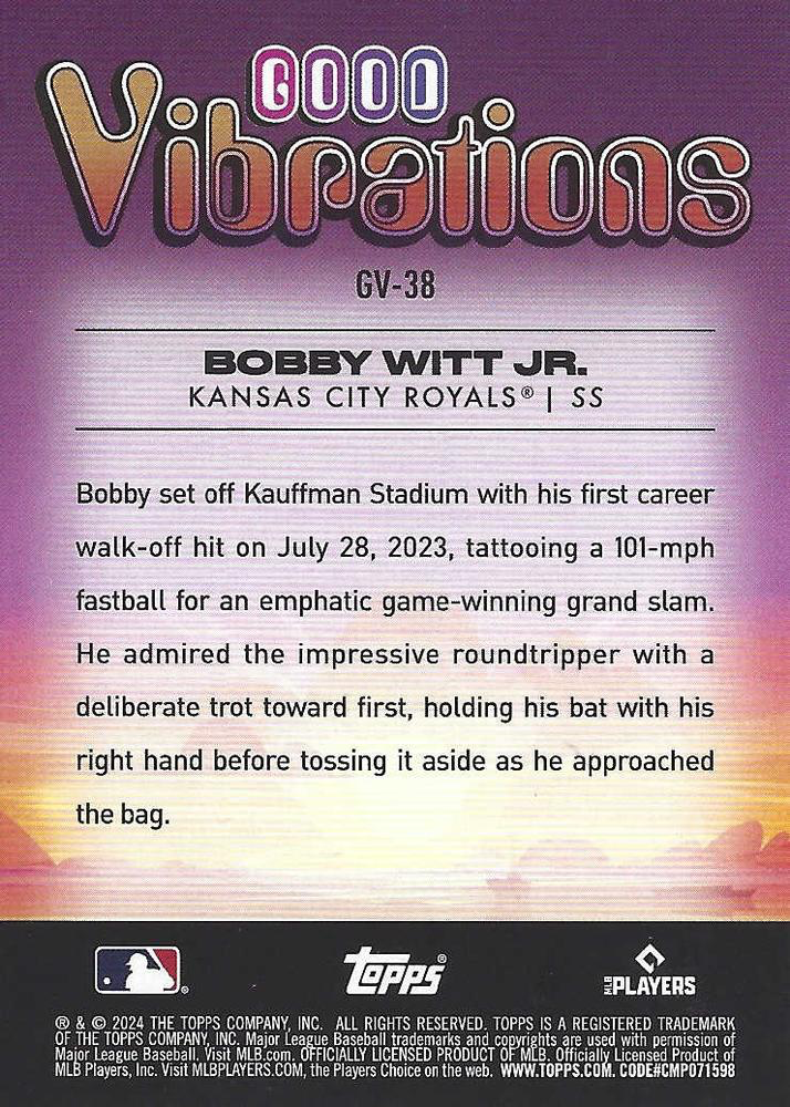 2024 Topps Big League Good Vibrations Bobby Witt Jr. Kansas City Royals #GV-38