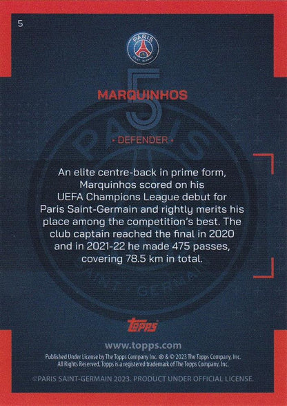 2022 Topps PSG Team Set Marquinhos #5 Paris Saint-Germain