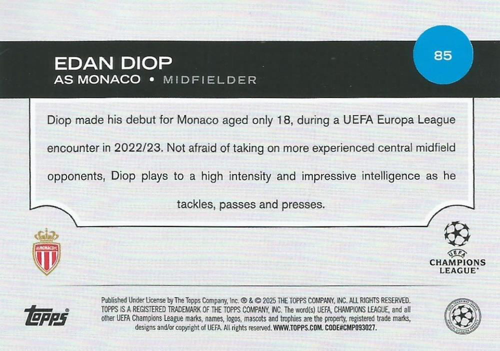 2024 Topps UCC Edan Diop #85 AS Monaco