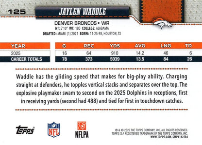 2026 Topps Flagship Jaylen Waddle #125 Denver Broncos