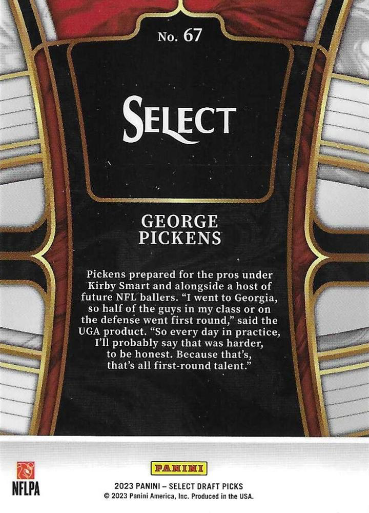 2023 Panini Select George Pickens #67 Georgia Bulldogs