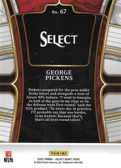 2023 Panini Select George Pickens #67 Georgia Bulldogs