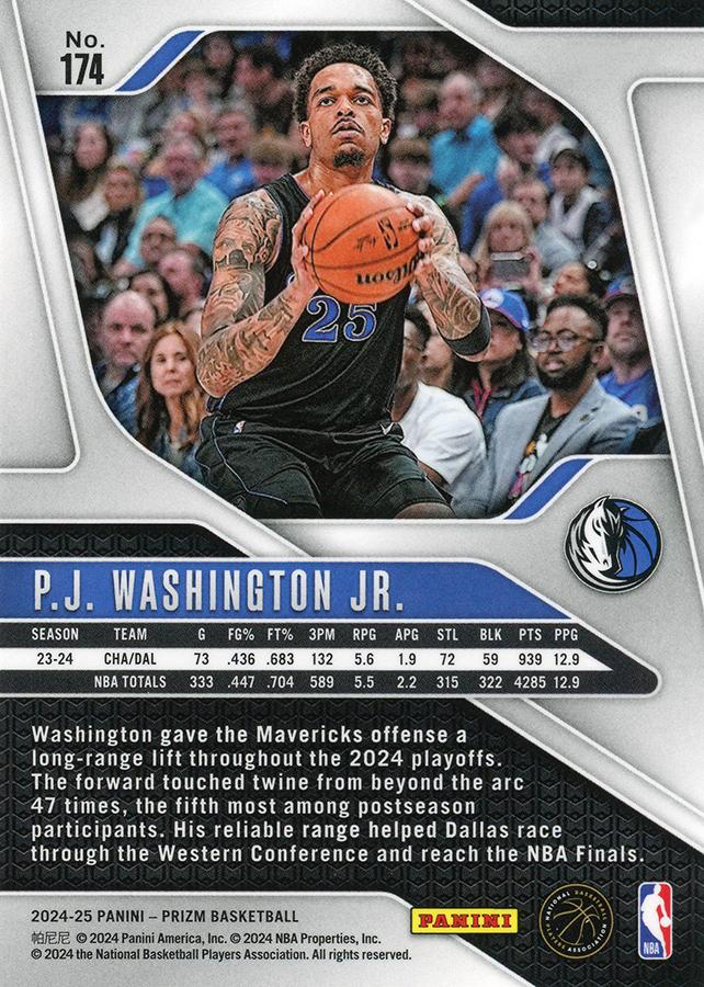 2024 Panini Prizm PJ Washington Jr. #174 Dallas Mavericks