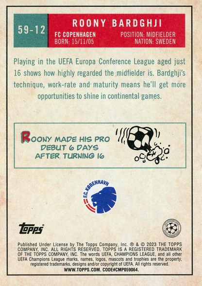 2022 Topps UCC 1959 Roony Bardghji #59-12 FC Copenhagen
