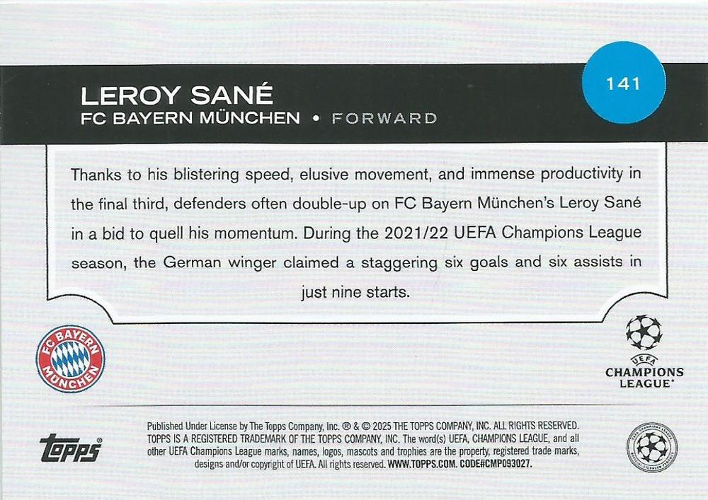 2024 Topps UCC Leroy Sané #141 FC Bayern Munchen