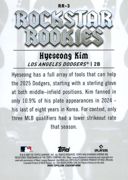 2025 Topps Bowman Rockstar Rookies Hyeseong Kim #RR-3 Los Angeles Dodgers