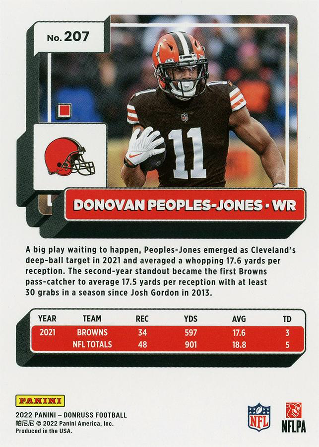 2022 Panini Donruss Donovan Peoples-Jones #207 Cleveland Browns