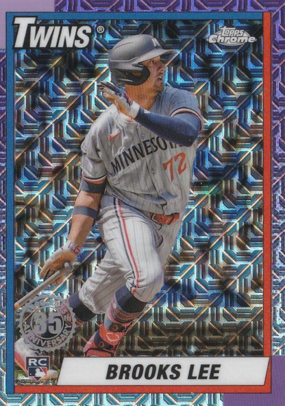 2025 Topps Series 1 Mojo 1990 Topps Baseball 35th Anniversary Chrome Brooks Lee Minnesota Twins #T90C-49