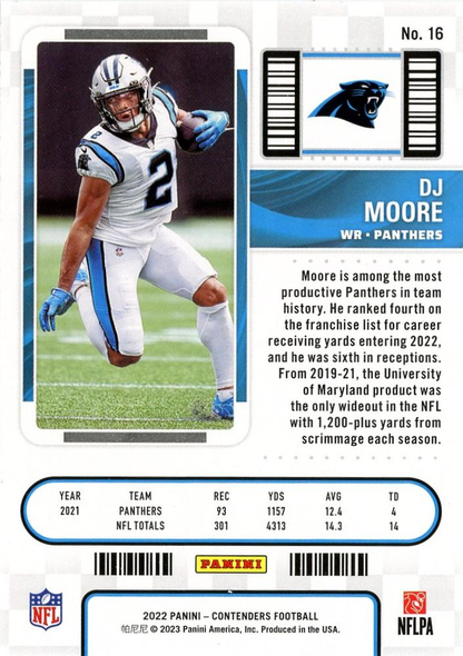 2022 Panini Contenders DJ Moore Carolina Panthers #16