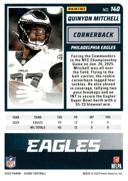 2025 Panini Score Quinyon Mitchell #140 Philadelphia Eagles