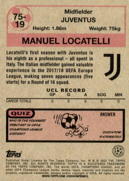 2021 Topps UCC 1975 Retro Manuel Locatelli #75-19 Juventus