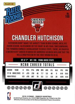 2018 Panini Donruss Rated Rookie Chandler Hutchison #166 Chicago Bulls
