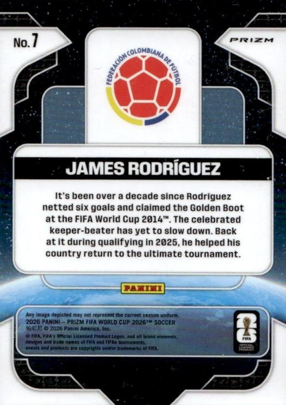 2026 Panini Prizm World Cup Global Reach Silver James Rodriguez #7 Colombie