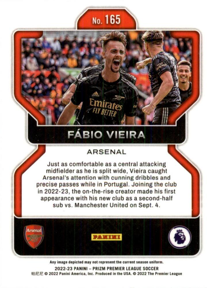 2022 Panini Prizm Premier League Fabio Vieira #165 Arsenal FC