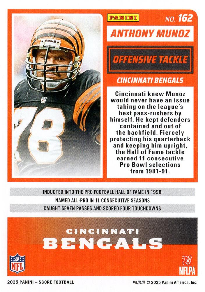 2025 Panini Score Anthony Munoz #162 Cincinnati Bengals
