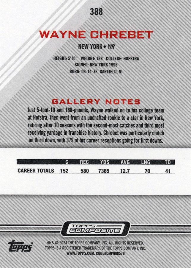 2023 Topps Composite Football Wayne Chrebet Gallery #388 New York Jets